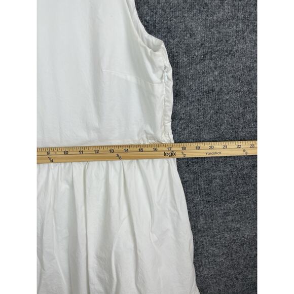 J. Crew Factory White Sun Dress Women's Size 4 Sleeveless Ruffle Colar Cotton - Picture 7 of 14